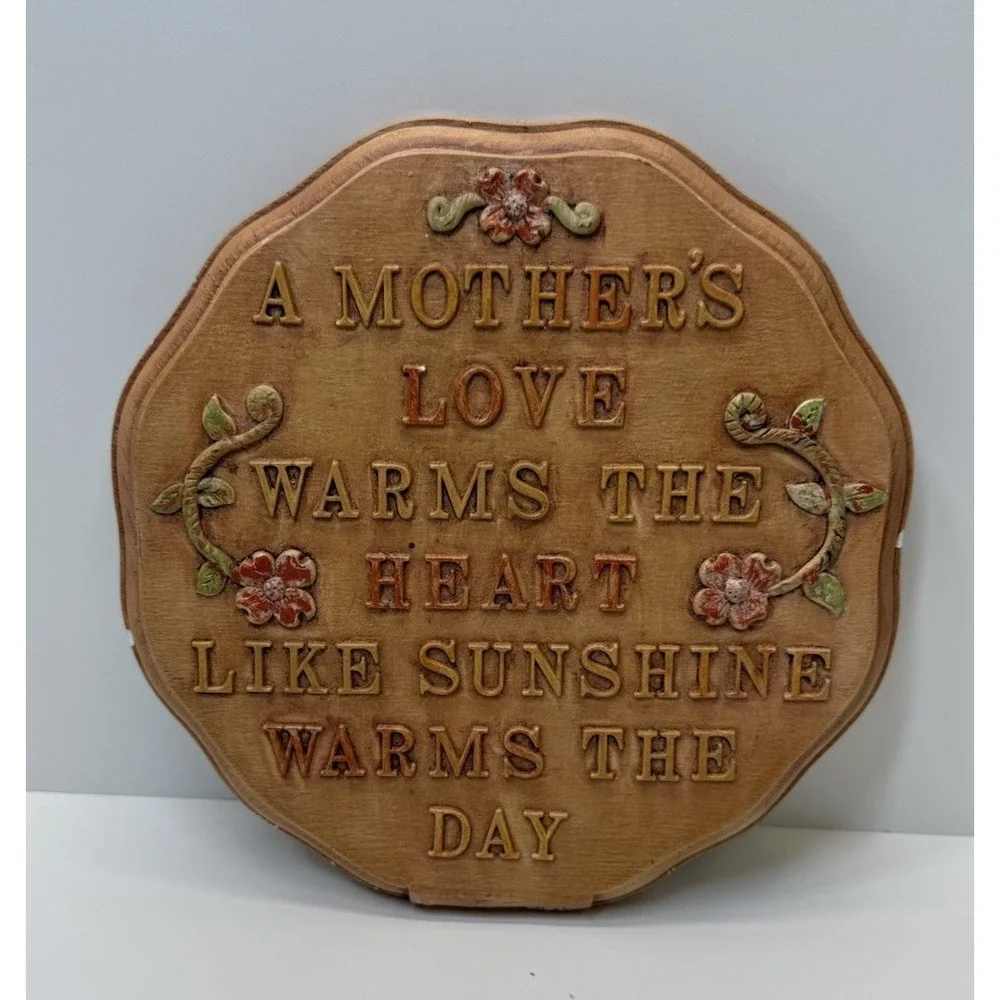 Vintage 1970 Mother's Love Wall Plaque MCM‎ Floral Quote Decor